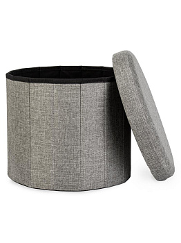 Пуфик складной 38х33см круглый серый велюр 000000000001226425