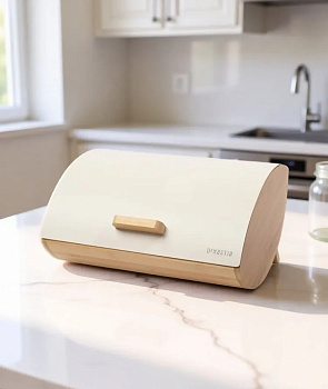 Хлебница 30,5x24,5x16см DE'NASTIA овальная молочный углеродистая сталь/бамбук 000000000001230964