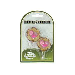 Набор крючков Сердечки в рюше Мультидом, пластик, металл, 2 шт. 000000000001126888
