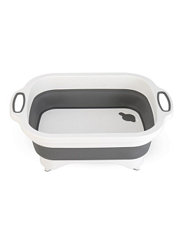 Доска разделочная 6л складная 3в1(разделочная доска, миска, дуршлаг) бело-серый полипропилен/силикон 000000000001227341