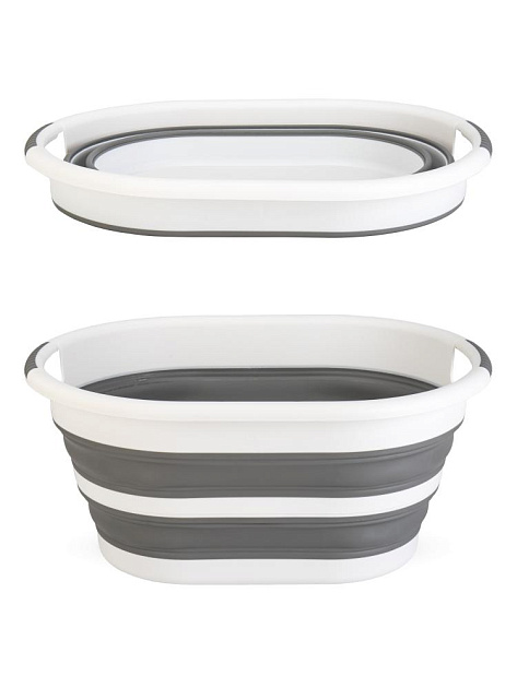 Таз 15л овальный складной бело-серый полипропилен/силикон 000000000001227336