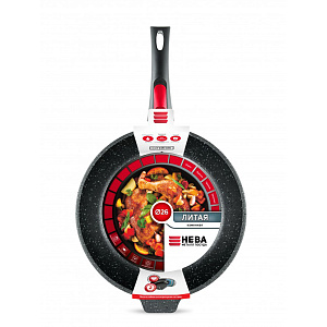 Сотейник 26см НЕВА МЕТАЛЛ ПОСУДА Каменная Чёрный гранит высокий съемная ручка алюминий 000000000001218668