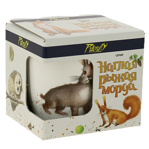 Кружка 380мл PRIORITY Наглая рыжая морда Кролик подарочная упаковкакостяной фарфор 000000000001193677