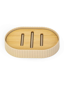 Мыльница 12,8х8,4х2,4см бежевый полипропилен/бамбук 000000000001226606