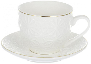 Набор чайный(12)6 чашек220мл+6 блюдец,пд/уп,бел.с золотом,101-01001 000000000001177532