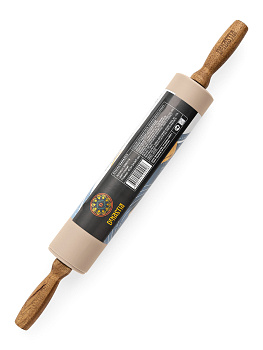 Скалка 42,5x24,5x5см DE'NASTIA деревянная ручка из акации бежевый силикон 000000000001213973