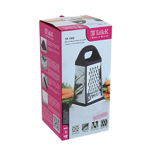 Терка 4-х гранная 20,3х10,5х10,5см TALLER контейнер с крышкой нержавеющая сталь 000000000001020746