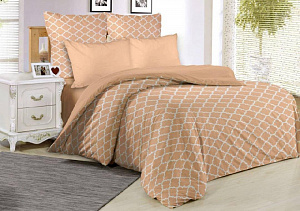 Комплект постельного белья евро, 100% Хлопок, наволочки 70x70 2шт, коралл, PC02252 000000000001189029