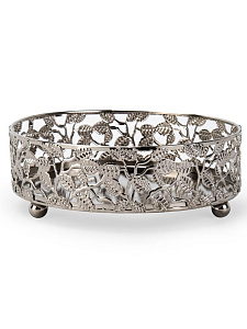 Поднос декоративный Лист 15см круглый серебро металл 000000000001230169