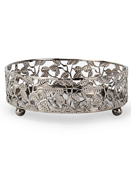 Поднос декоративный Лист 15см круглый серебро металл 000000000001230169