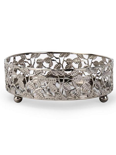 Поднос декоративный Лист 15см круглый серебро металл 000000000001230169