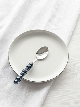 Ложка чайная DE'NASTIA Pearl черный нержавеющая сталь/ручка керамика 000000000001227738