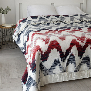 Покрывало 200x230см LUCKY Зиг-заг синий/розовый 50%хлопок/35%акрил/15%полиэстер 000000000001218829