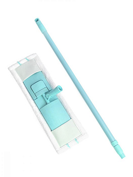 Швабра с телескопической ручкой 70-130см LUCKY с плоской  скрабирующей насадкой голубая сталь полипропилен полиэстер 000000000001210355