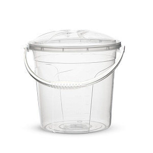 Ведро пищевое 5л 22х22х21см с крышкой прозрачный пластик 000000000001226448
