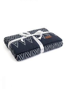 Плед двухсторонный 140x180см DE'NASTIA Зиг-заг синий/белый акрил 000000000001218622