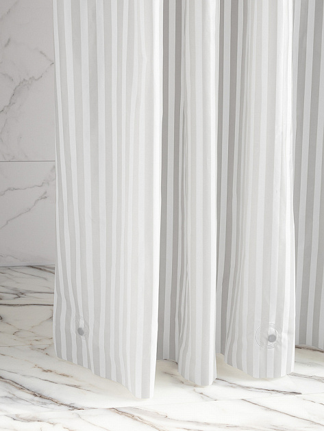 Шторка для ванной 180x200см DE'NASTIA mat stripe серый ПЕВА 000000000001226765