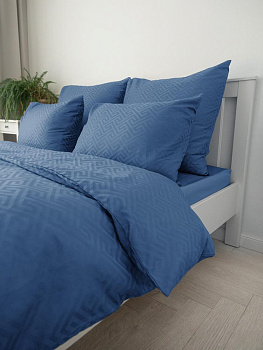 Наволочки 2шт 50х70см DE'NASTIA JQ меандр сатин синий хлопок 000000000001215821