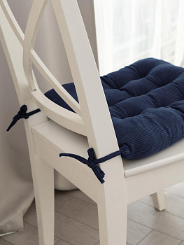 Подушка на стул 40х40см DE'NASTIA темно-синий вельвет полиэстер 000000000001226735