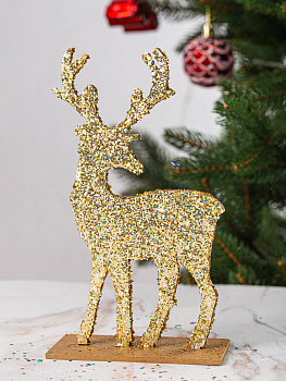 Декоративное украшение Яркий Олень 6х14х24см золото 000000000001209788