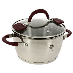 Кастрюля из нержавеющей стали, стеклянная крышка с силиконовыми прихватками и пароотводом 2л Exellence Sweet Home SH08008 000000000001191174