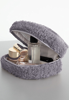 Косметичка 15x6x10см LUCKY Уютная с шерпой серый полиэстер 000000000001216880