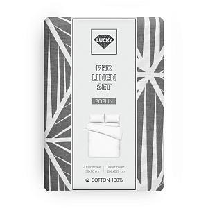 Комплект постельного белья Евро LUCKY ГЕОМЕТРИЯ (пододеяльник, наволочки 50х70см-2шт) серый поплин хлопок-100% 000000000001215935