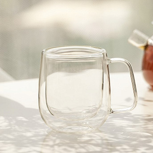 Кружка 250мл LUCKY бочонок с двойными стенками с ручкой прямой стекло 000000000001212887