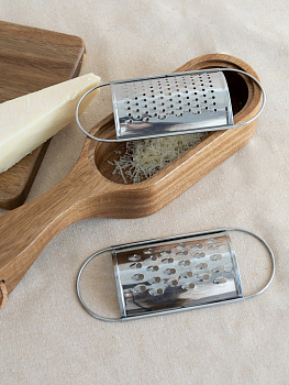 Терка 27,5x7x4/6см DE'NASTIA 2 насадки нержавеющая сталь/акация 000000000001228989