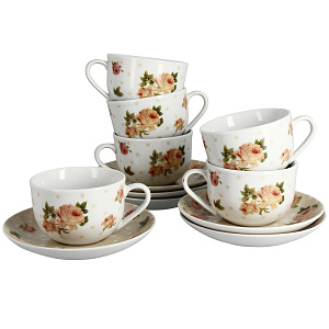 Чайный набор Шебби Коралл, 220мл, 12 предметов 000000000001132347