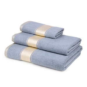 Полотенце махровое 50х90см LUCKY атласный бордюр серо-голубой хлопок 100% 000000000001208683