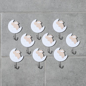 Набор крючков 9шт Зайчик на липучке микс пластик 000000000001211454