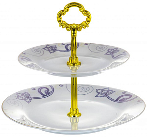 Этажерка-конфетница 2-х ярусная 18/23см Алия Guterwahl подарочная упаковка фарфор 000000000001200595