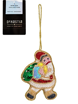 Декоративное украшение 10х6х3см DE'NASTIA Санта с мешком бисер/поролон 000000000001229682