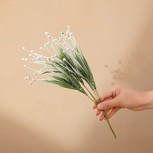 Цветок искусственный Трава 37,5см бело-зелёная 000000000001218429