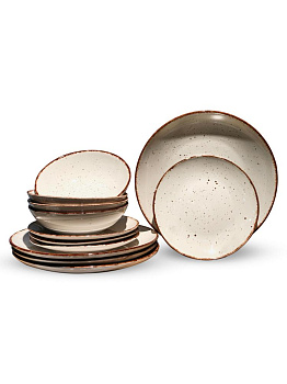 Набор столовый посуды 12 предметов (обеденная 26см-4шт/десертная 20см-4шт/суповая 17см-4шт) керамика 62-2 000000000001228959