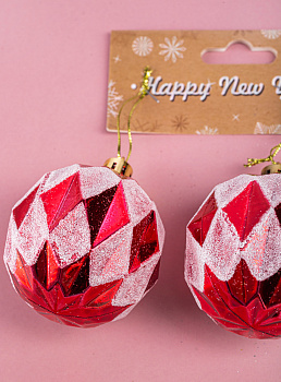 Декоративное украшение Набор шаров 6см 2шт MANDARIN ребристый пластик 000000000001209391