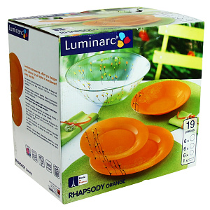 Столовый набор Rhapsody Orange Luminarc, 19 предметов 000000000001094759