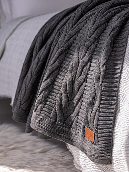 Плед 150х200см DE'NASTIA Коса серый меланж 100%акрил 000000000001212167