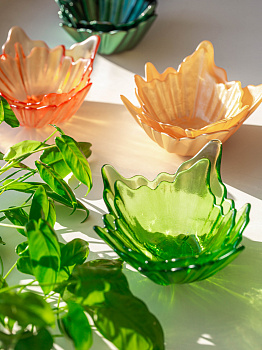 Ваза-конфетница 14см EFE GLASS Цветок прозрачный зеленый стекло 000000000001213532