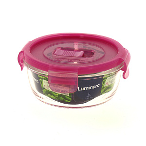 Контейнер стеклянный круглый с розовой крышкой 670мл PURE BOX ACTIVE N0924/P4596 000000000001182546