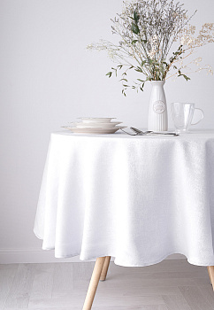 Скатерть 180см DE'NASTIA эффект потёртости белый жаккард полиэстер 000000000001211741
