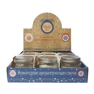 Новогодняя ароматизированная парафиновая свеча Ароматные свечки-баночки в шоубоксе, вылитая в стеклянной банке / 6.5х6.5х6.5см арт.7 000000000001191180
