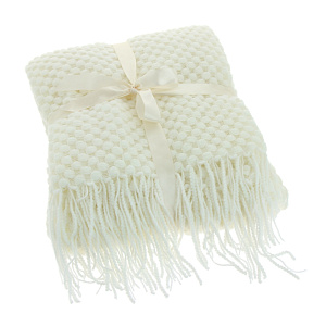 Плед DE'NASTIA Римский (вязанный 100%Акрил) белый, бежевый T110006 000000000001087456