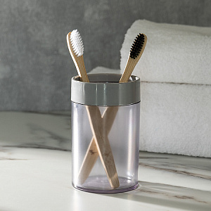 Стакан для зубных щёток 7x7x11,5см LUCKY серый пластик 000000000001218800