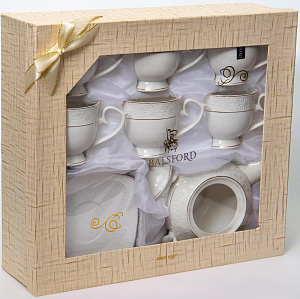 Набор чайный 13 предметов BALSFORD НЕЖНОСТЬ (чашка 300мл-6шт,блюдце-6шт,чайник 850мл) подарочная упаковка фарфор 000000000001207522