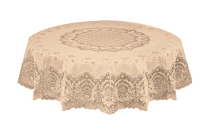 Скатерть Niklen кружевная 100% ПВХ круглая 178см бежевая,3542 000000000001182279
