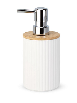 Диспенсер для мыла 250мл 7,6х7,6х16см белый полипропилен/бамбук 000000000001226605