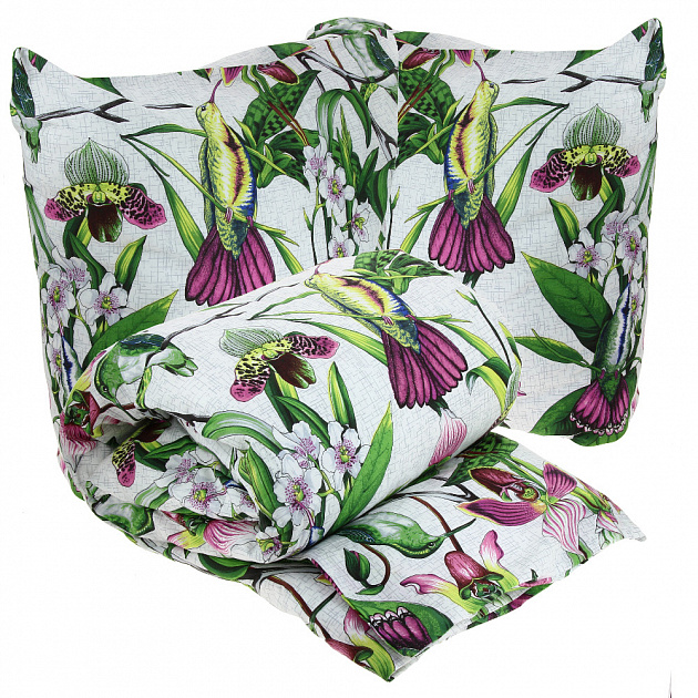 Комплект постельного белья Тропический Рай Павлина, 2 спальный, экоматин 000000000001160511