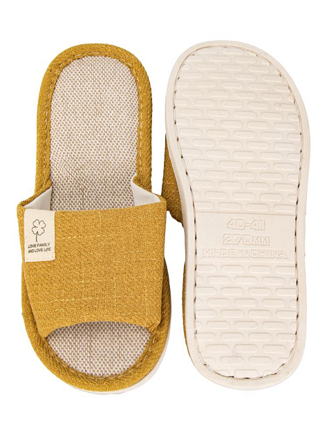 Тапочки домашние 40-41 женские открытые текстильные желтый полиэстер/ПВХ 000000000001228892